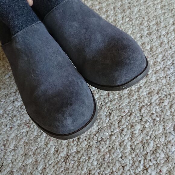 Toms Gray Suede Wool Blend Stacked Heel Ankle Bootie size 8 - Picture 8 of 15